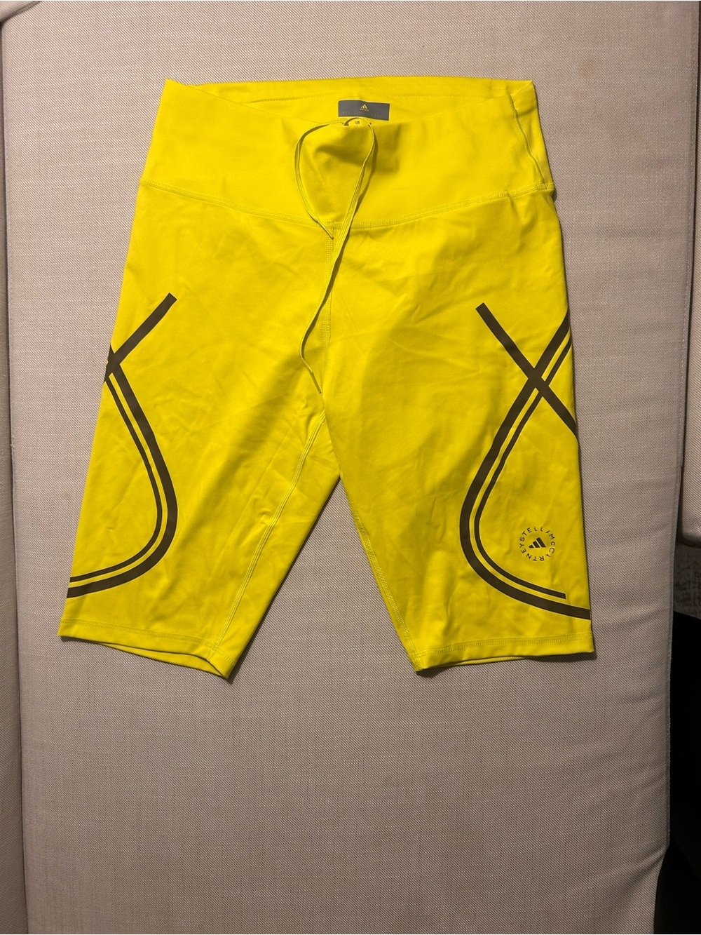 adidas Bright Yellow Athletic Compression Shorts with Black Accents